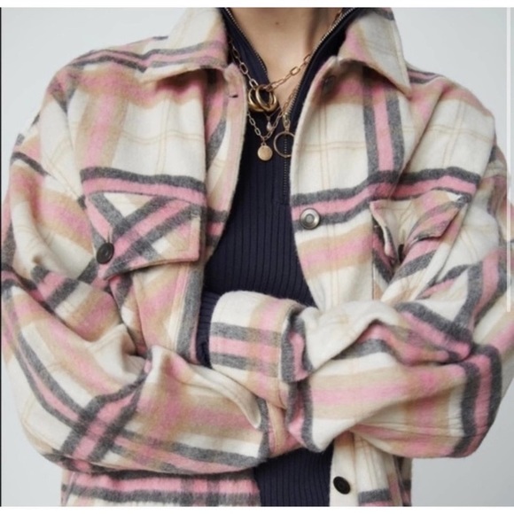 ZARA Plaid Pink Shacket Flannel Shirt LARGE
Wool Blend Fall Cozy - Picture 10 of 10